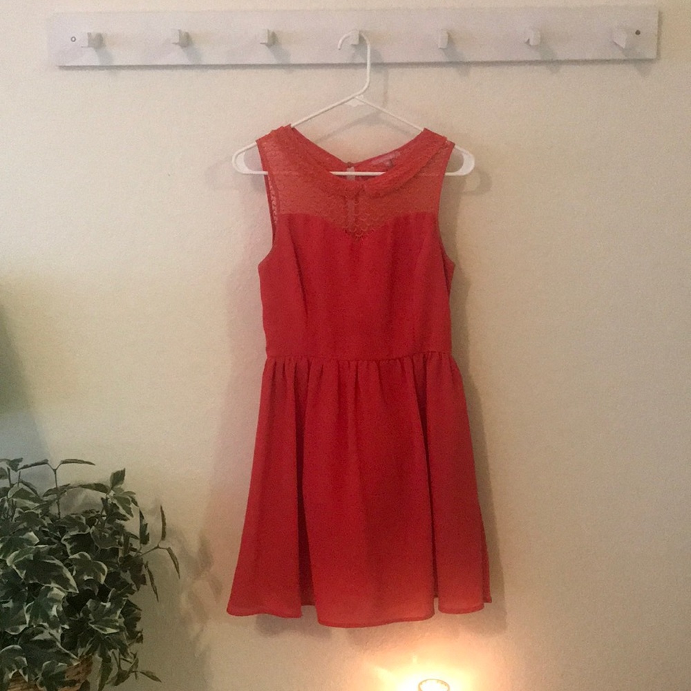 Orange/coral dress with Peter Pan collar
